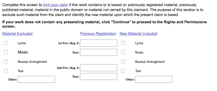 When you copyright your music, make sure you limit your claim if you use work from other people.